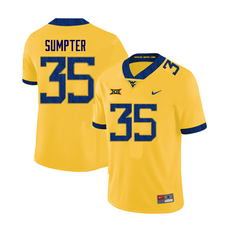 NCAA Men's Tyler Sumpter West Virginia Mountaineers Yellow #35 Nike Stitched Football College Authentic Jersey OP23W54XG